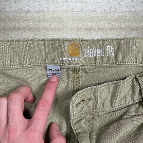 Vintage Carhartt Carpenter Pants Camel Tan Canvas Relaxed Fit Dungarees Work 90s - Picture 4 of 8